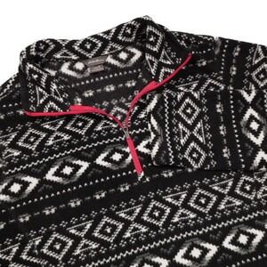 EDDIE BAUER Womens S Black White Aztec Print Outdoor Quarter Zip Fleece Pullover